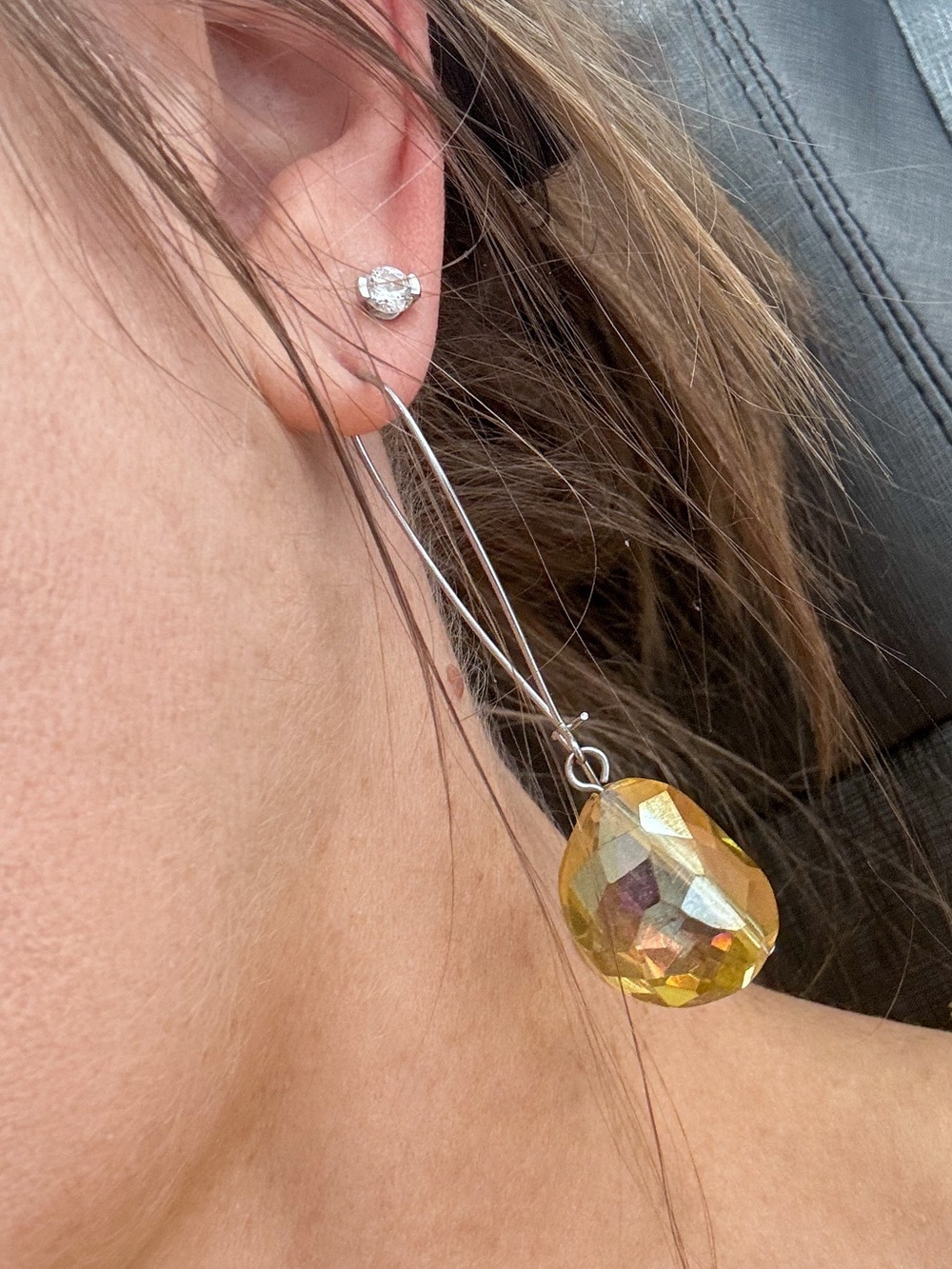 Elegant Yellow Faceted Drop Earrings - Women Jewelry